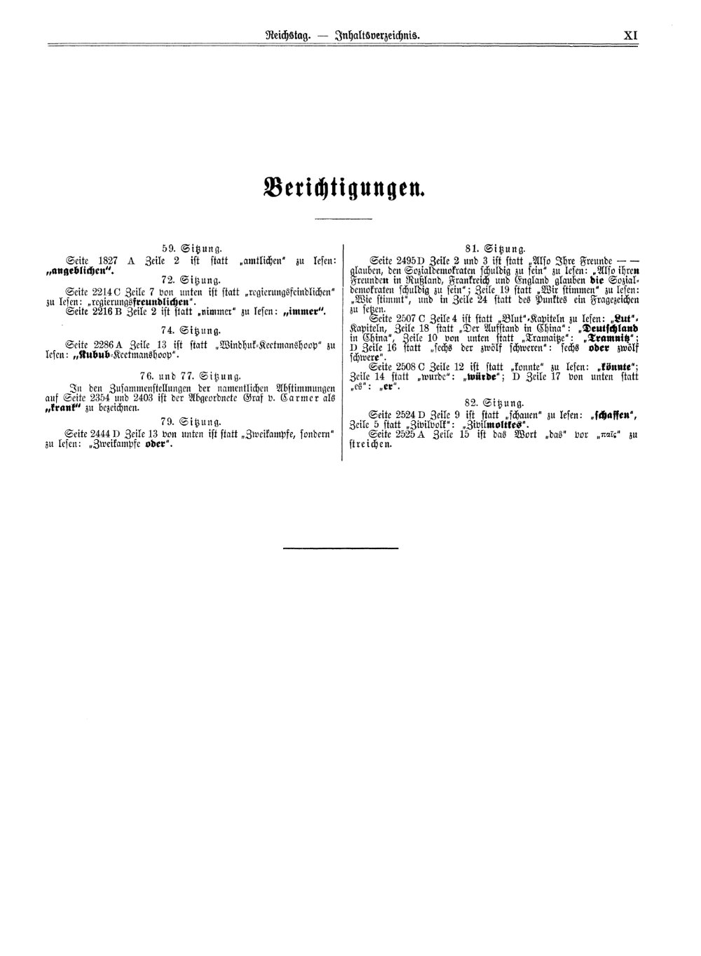 Scan of page XI